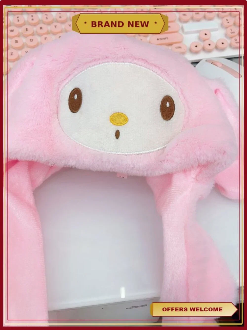 Kawaii Plush Ear Moving Hat Winter Warm Soft Anime Style Gift